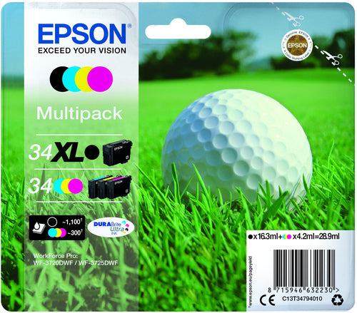 Epson Golf ball C13T34794010 ink cartridge 1 pc(s) Original High (XL) Yield Black, Cyan, Magenta, Yellow Epson Golf ball C13T34794010 ink cartridge 1 pc(s) Original High (XL) Yield Black, Cyan, Magenta, Yellow